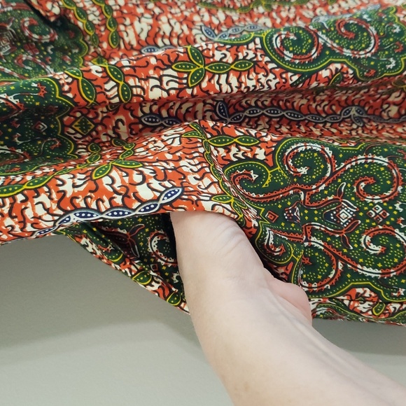 D'iyanu Wrap Romper Shorts Small Orange Green African Print Sleeveless Cotton - Picture 6 of 16